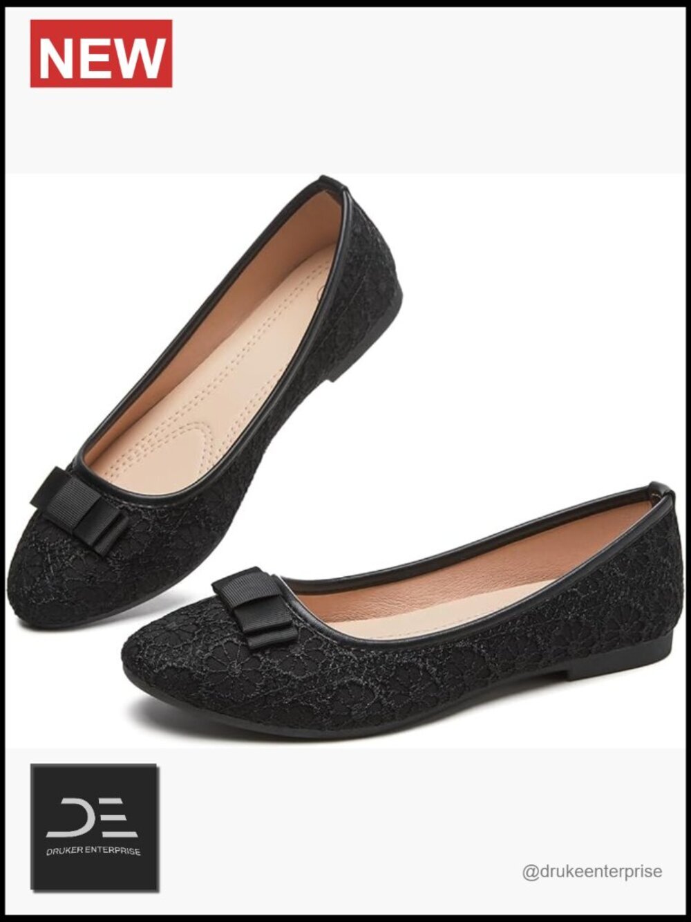 Lace Ballet Flats Women Slip-on Comfortable Dressy Flat Wedding Office Shoes